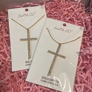 🆕🌿FRESH & CO: LARGE Crystal Cross CZ Necklace